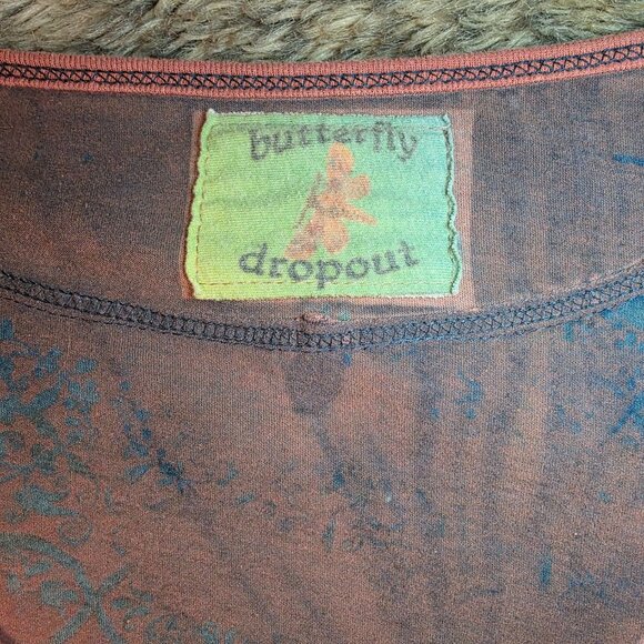 Butterfly Dropout pink and blue top M - Picture 6 of 10